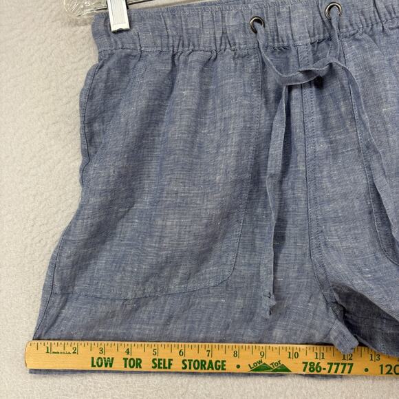 C&C CALIFORNIA Shorts S 100% Linen Chambray Elastic Waist Coastal Boho Blue NEW - Picture 13 of 16
